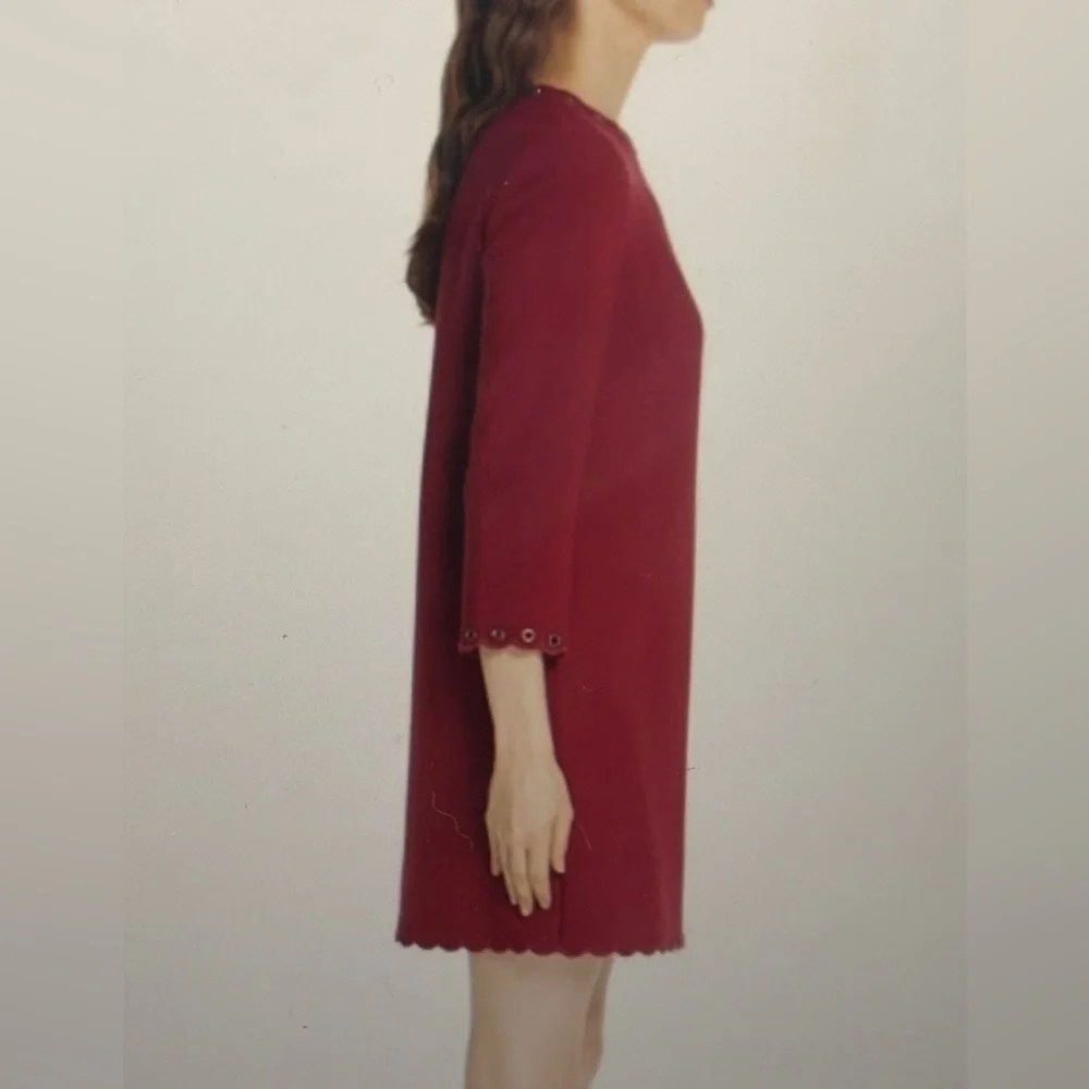 Kate Spade burgundy scalloped grommet dress 8
